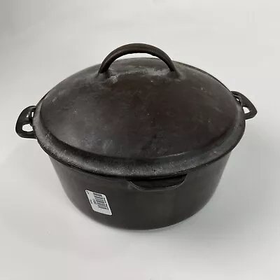 Vintage Cast Iron Dutch Oven / Camp Pot   No 8 Unbranded - Heavy With Insert • $49.99