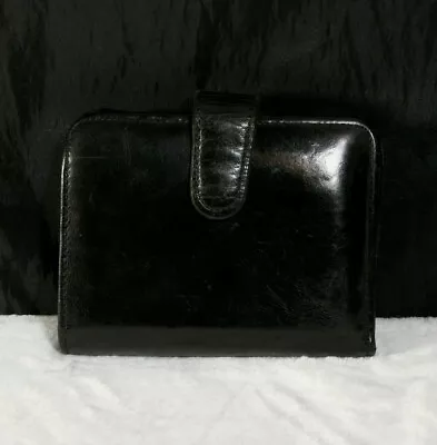 Coach Legacy Vintage Black Leather Bi-fold Clutch Kiss Lock Wallet Usa 1980s • $19.95