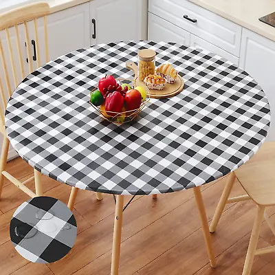 $14.09 • Buy Table Cloth Cover Elastic Checkered Fitted Vinyl Tablecloth 36-44 Inch Round