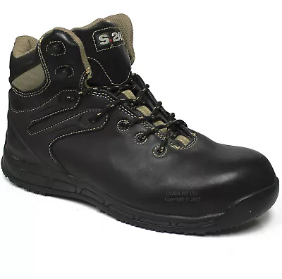 Mens S3 Waterproof Leather Safety Work Boots Composite Toe Cap Shoes Trainers • £14.95