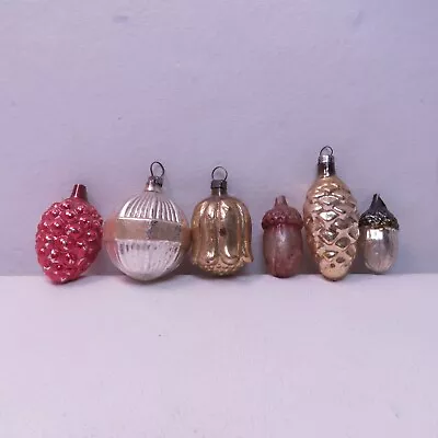 Vintage West Germany Mercury Glass Christmas Tree Ornaments Acorn Pinecone Berry • $33.24