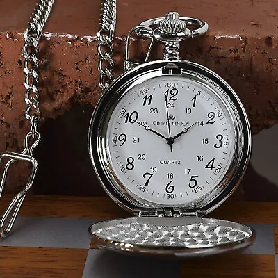 Personalised Silver Pocket Watch Best Man Usher Wedding Gift Engraved FREE • £12.15