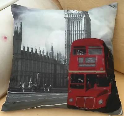 Novelty Red London Bus Theme FILLED Evans Lichfield Cushion • £15.99