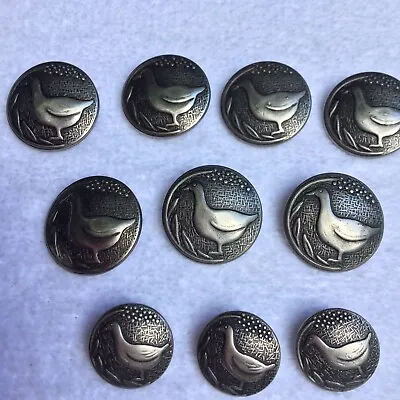 Vintage Duck Picture Buttons Pewter • $19.99