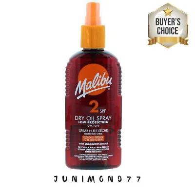 Malibu Sun SPF 2 Non Greasy Dry Oil Spray For Tanning With Shea Butter-200ML • £7.58