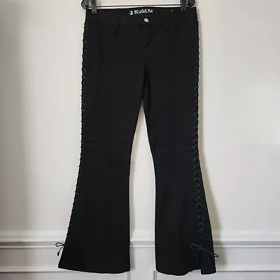 Vintage Rare Mudd Yo! Black Cotton/Spandex Jeans Side Laced Flare Pants 11 • $179.95