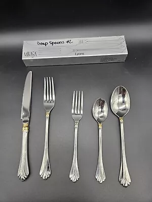 Mikasa Lyons 5 Piece Place Set 18-8 Cathedral Gold Stainless Flatware Japan Rare • $59.99