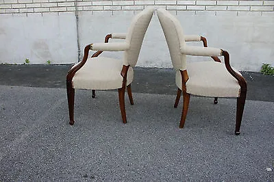 Fabulous Pair Of English Regency Style Sheraton Armchairs New Upholstery • $1340