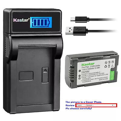 Kastar Battery LCD USB Charger For Panasonic CGR-D08 NV-MX7DEN NV-MX300 NV-GS3 • $6.99