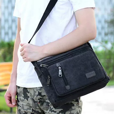 Canvas Bag Vintage Army Military Style Haversack Work Tool Webbing Shoulder Sack • £9.29