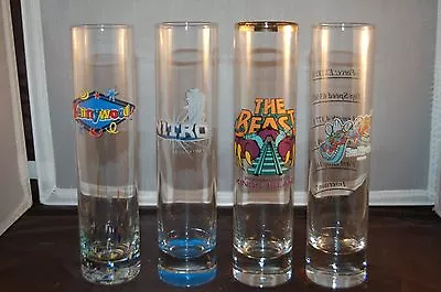$12.50 • Buy Vintage Souvenir TALL GLASS Rollercoaster Set Of 4 BEAST KRAKEN NITRO KENNYWOOD
