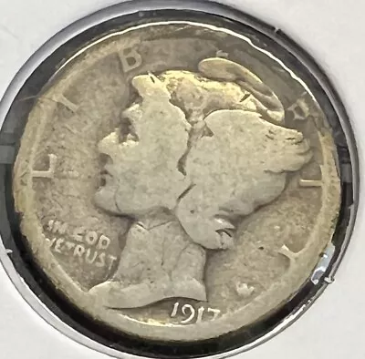 1917-s Mercury Silver Dime Circulated..actual Coin  #2156 • $3.35