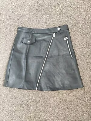 H&M Divided Ladies Faux Leather Zip Skirt Size Eur 36 UK 6 • £0.99
