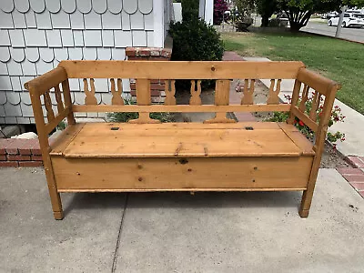 Antique Rustic Pine Wood Bench With Storage • $1175