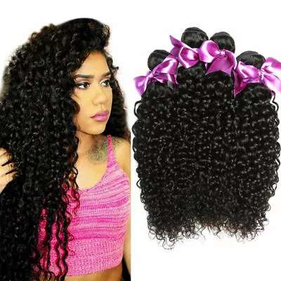 Malaysian Curly Weave Human Hair Bundles Natural Color Jerry Curl Hair Extension • $92.97