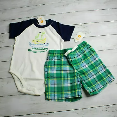 Gymboree Baby Boy's Plaid Shorts Bodysuit Shirt Size 18-24 Months Alligator Lot • $29.99