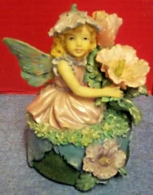 Fairy Nymph & Flowers Musical Plays It's A Small World 6  Tall Works Good Resin • $6.99