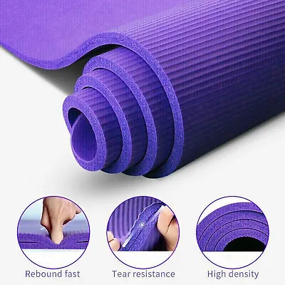 Extra Thick Yoga Mat Gym Fitness Workout Non Slip Exercise Carry Strap 10mm      • £12.99