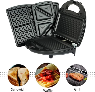 £24.64 • Buy 750w Kitchen 3 In 1 Sandwich Toaster Waffle Maker Iron Toast Grill Panini Press