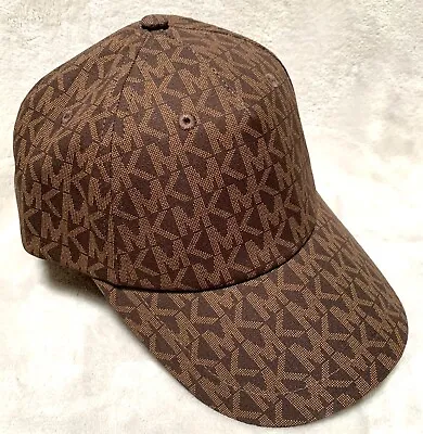 NEW Michael Kors Printed MK Monogram Logo Women’s Brown Strap Back Baseball Cap • $34.99