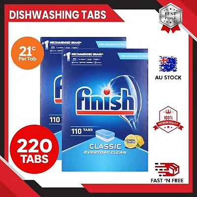 2x Finish Dishwashing Tablets Tabs Classic Everyday Clean Lemon Sparkle 110pk • $56.90