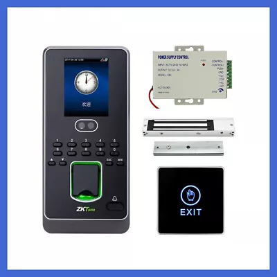 Facial+fingerprint Access Control System Kit PSU/280KG Magnetic Lock/exit Button • £227.96