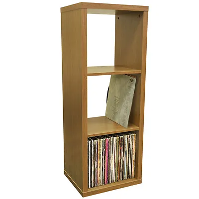 CUBE - 3 Cubby Square Display Shelves / Vinyl LP Storage - Oak 4123OC • £89.99