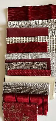 12+ MIXED LOT UPHOLSTERY/DRPERY Red Neutral Colors  Fabric Samples Velvet LUX • $16
