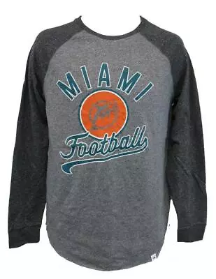 New Miami Dolphins Mens Sizes S-M-L-XL-2XL-3XL Gray Majestic Long Sleeve Shirt • $17.42