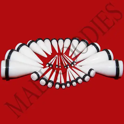 V029 Acrylic White Stretchers Tapers Expander Ear Plugs 14G To 1  3 Pairs Kit • $8.95