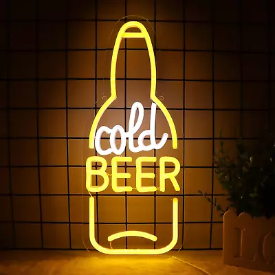 Cold Beer Neon Sign Neon Beer Signs For Beer Bar Pub Man Cave Bedroom Home Bar S • $28.80