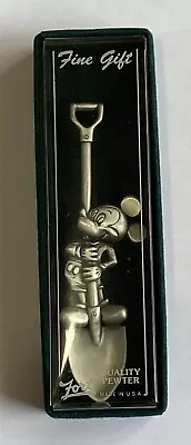 Walt Disney Pewter Mickey Mouse On Shovel Collectible Souvenir Spoon - With Box • $10