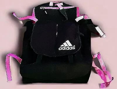 Adidas Backpack Soccer Ball Holder Pocket Bag Carry-On Black Neon Pink Retro  • $41