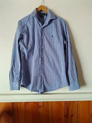 Polo By Ralph Lauren Men's Blue Stripe Custom Fit Dress Shirt Longsleeve Size 39 • $22