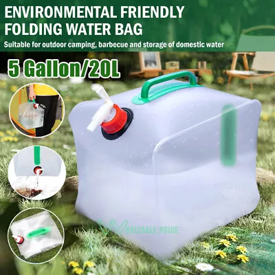 Collapsible Water Container With Spigot 5 Gallon 20L Camping Water Storage Bag • $13.09