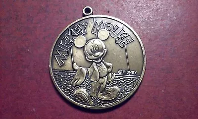 Vintage MICKEY MOUSE Brass Metal Medal Pendant Key Fob By Monogram Products Inc. • $10