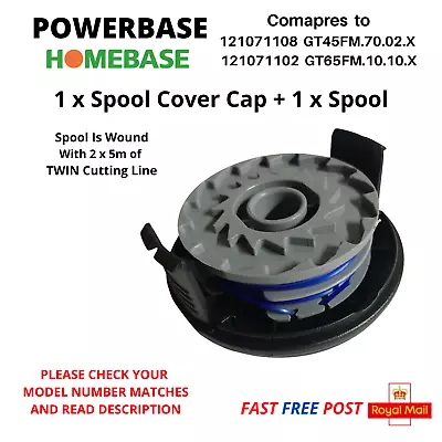 POWERBASE GT3011A Trimmer Strimmer 1x Spool Cover Cap + 1x Spool FAST POST • £12.95