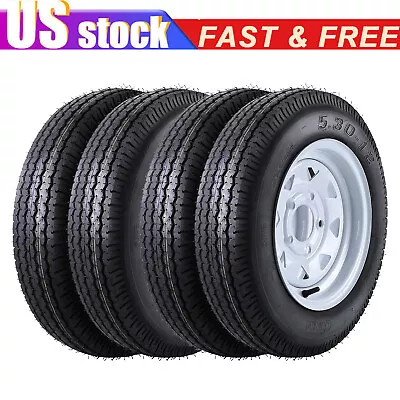 4 Pack 5.30-12 Trailer Tires On Rims 530-12 5.30 X 12 5 Lug Wheel Load Range C • $212.55