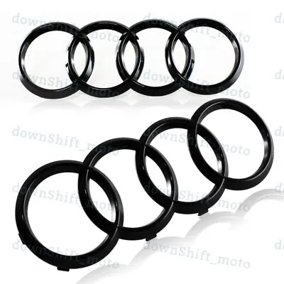 2PC Audi Glossy Black Grill Front +Rear A1 A3 A4 S4 A5 S5 A6 S6 SQ7 Badge Emblem • $23.79