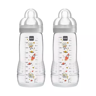 Easy Active Baby Bottle With Fast Flow Teats Size 3 Baby Feeding 330 Ml Grey • £14.02