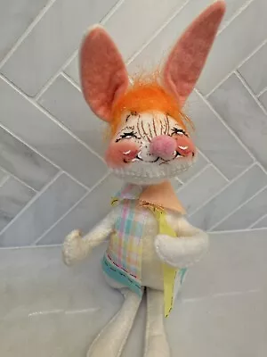 Vintage 1971 Annalee Mobilitee Doll Bunny Plaid Vest  Orange Hair Easter 6” • $19.21