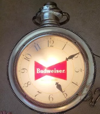 RARE VINTAGE 1950S BUDWEISER POCKET WATCH  BEER SIGN LIGHT CLOCK  Handless  • $100