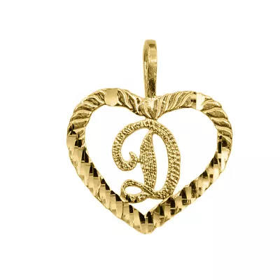 Precious Stars 14k Yellow Gold Heart-shaped Initial Letter 'D' Pendant Necklace • $48