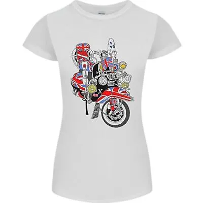 Union Jack MOD Scooter British Flag Bike Womens Petite Cut T-Shirt • £9.99