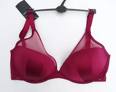 M & S Autograph  High Apex Plunge Bra  Satin Light & Sheer Claret Marks Spencer • £9.99