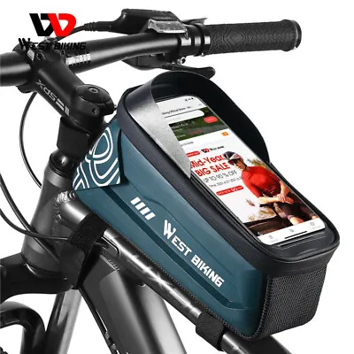 WEST BIKING 2.2L Waterproof Bicycle Cycling Top Tube Bag 7.4inch Phone Bag Green • $17.98