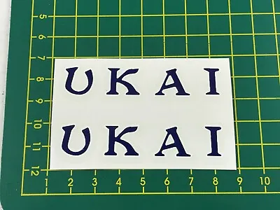 Old School Bmx Decals Stickers Ukai Rim Decals White And Navy Blue On Clear • $10