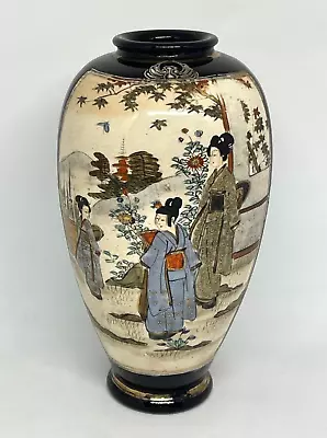 Vintage Satsuma Hand Painted Pottery Porcelain Vase Geisha Landscape 7.5  Signed • $80