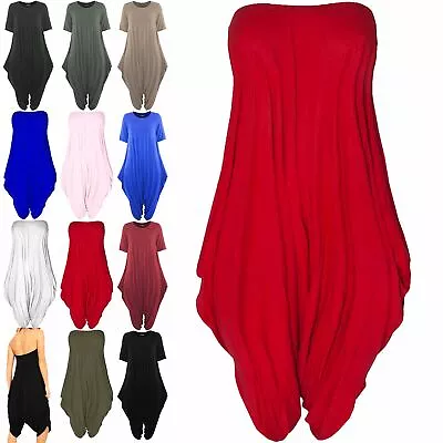 £9.49 • Buy Womens Boobtube Italian Drape Playsuit Lagenlook Romper Baggy Fit Harem Jumpsuit