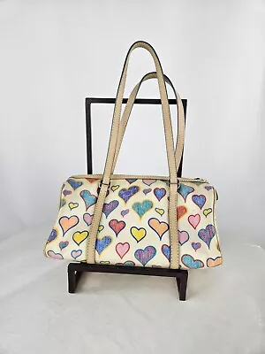 Dooney & Bourke Multicolor Hearts Vacheta Leather Barrel Bag Y2K Shoulder Bag • $45